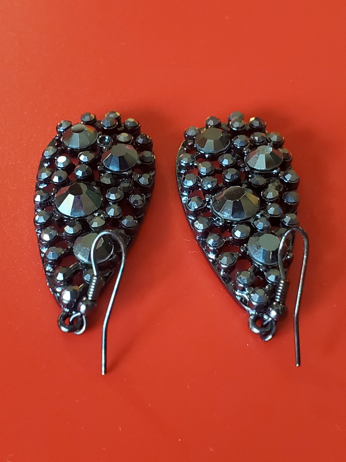 Park Lane Game On Pierced Earrings Fish Hook Hematite Black Swarovski Crystals
