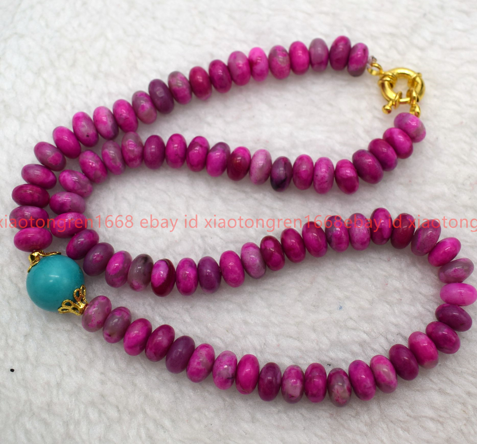 New 5x8mm Rose Red Crazy Agate & Turquoise Gems Rondelle Beads Necklace 16-26in