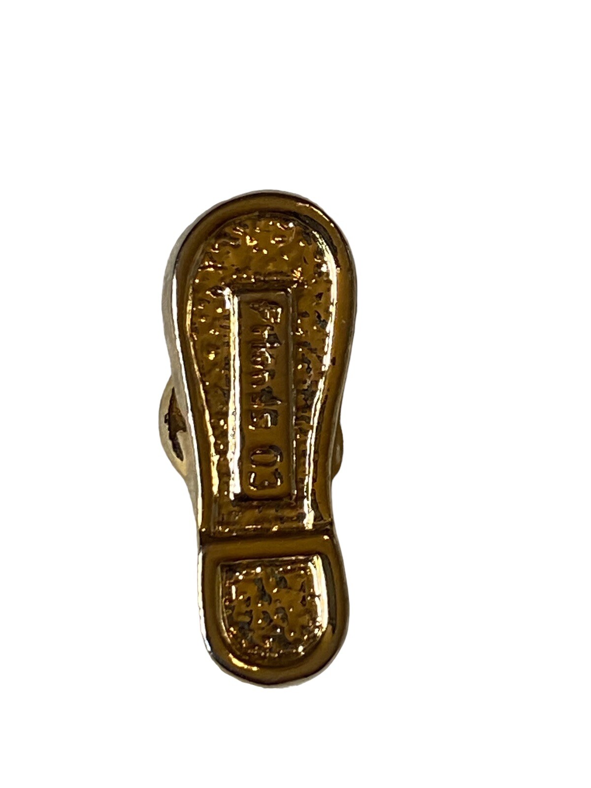 Gold Tone Clear & Blue Rhinestone Sandal Flip Flop Pendant Signed Friends 03