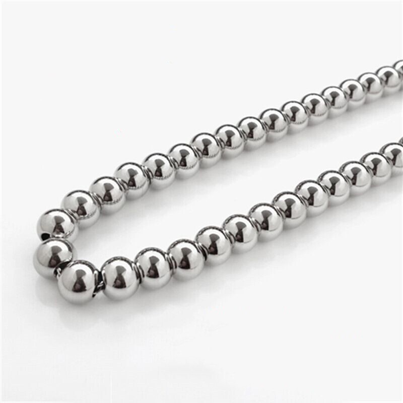 4/6/8/10mm Real Stainless Steel Solid Heavy Bead Ball Chain Necklace Link