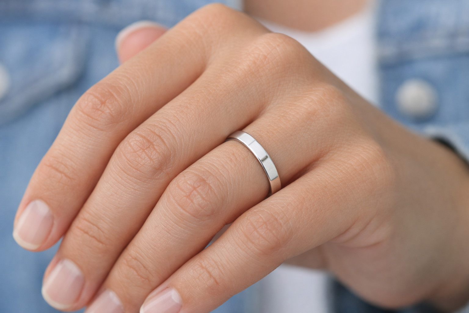 steel color geometric non-tarnishing titanium steel ring for adults gold plated