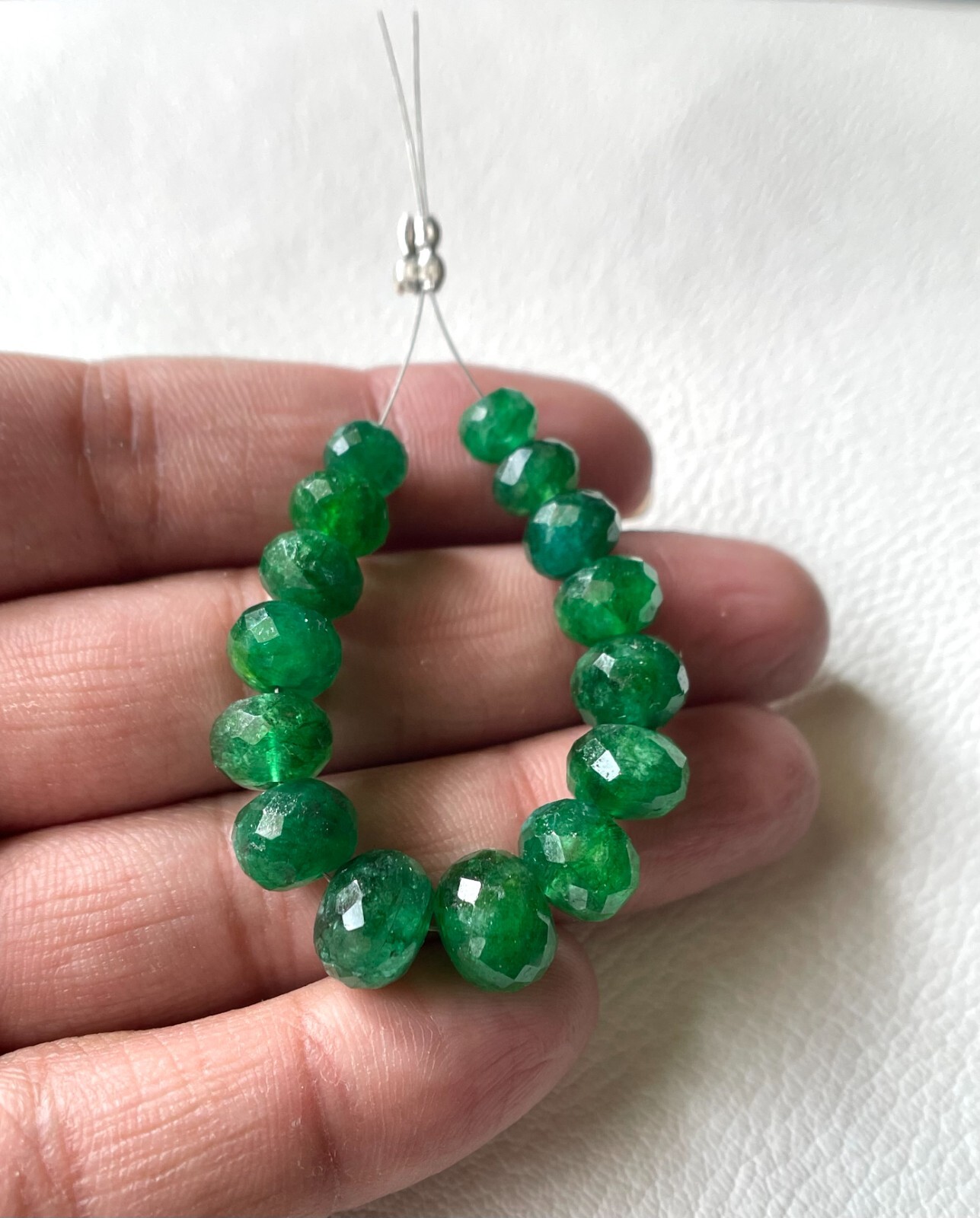 5mm. Natural Zambian Emerald Faceted Rondelle Gemstone Beads, 15 Pieces