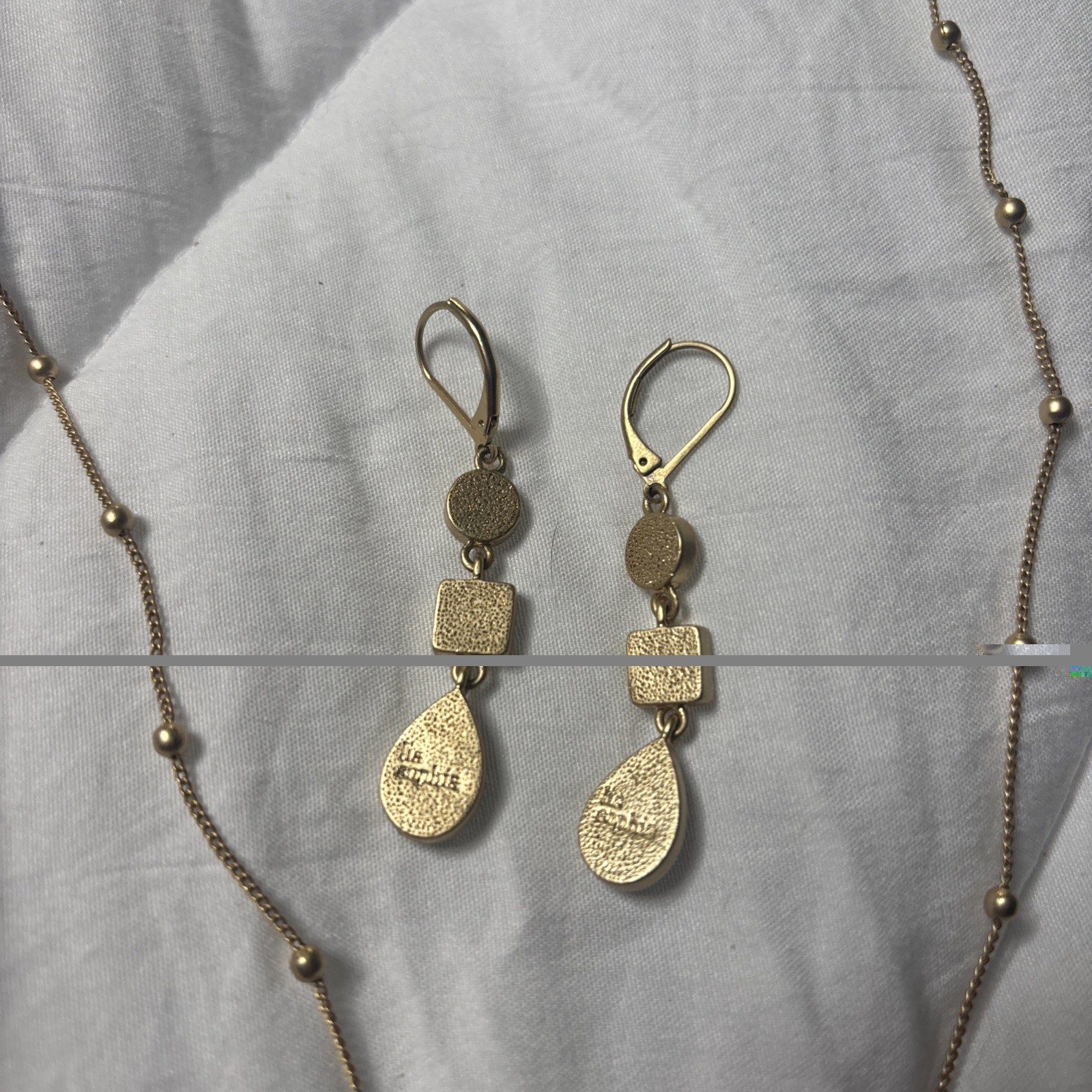 Lia Sophia Necklace Earrings Gold Tone
