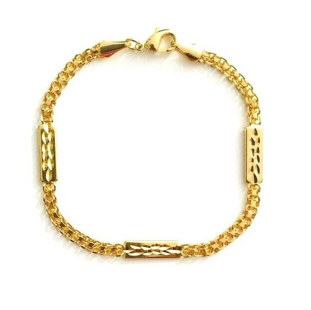 18K GOLD PLATED BISMARK BRACELET 7.25″ ADULT/ PULSERA GOLD FILLED 7.25″ – B90