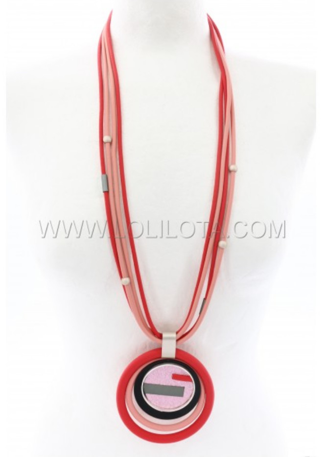 AMAZING NECKLACE “ART” RUBBER PENDANT RED FASHION FROM PARIS