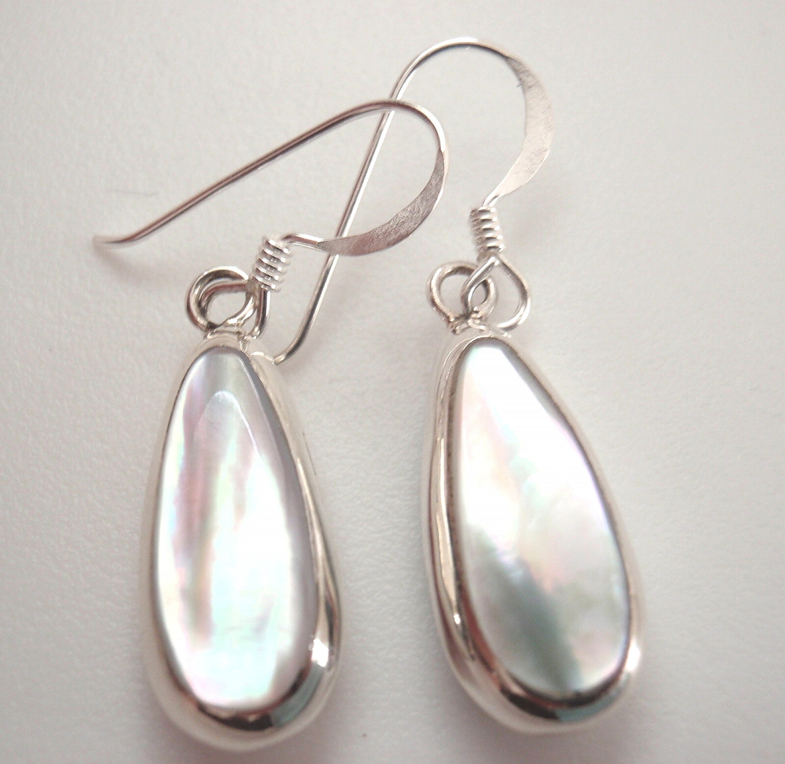 Reversible Mother of Pearl and Simulated Black Onyx 925 Sterling Silver Earrings