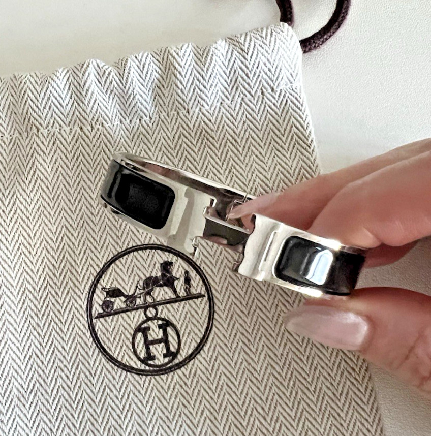 Authentic HERMÈS Clic H Bracelet PM – Black Enamel Palladium w/ Box & Pouch