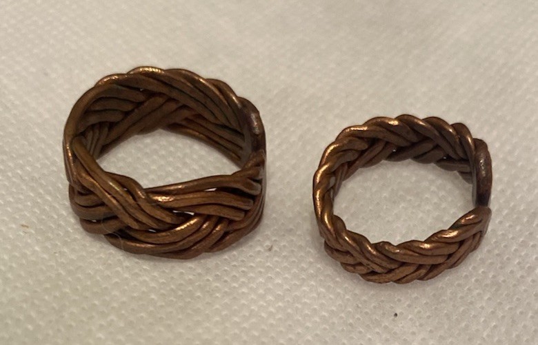 His & Her VTG Copper Rings Celtic Pattern Adjustable