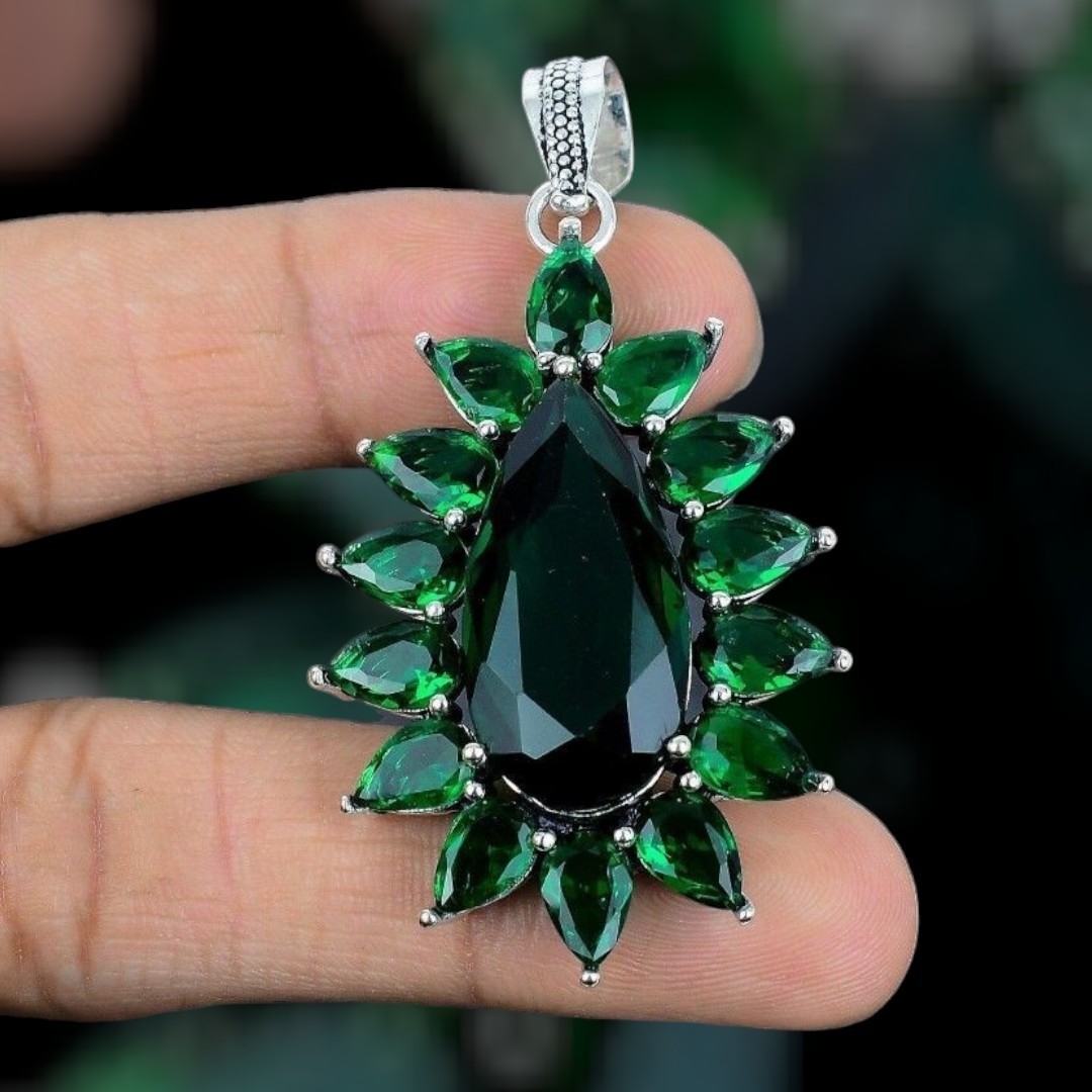 Chrome Diopside Gemstone Handmade 925 Silver Jewelry Pendent