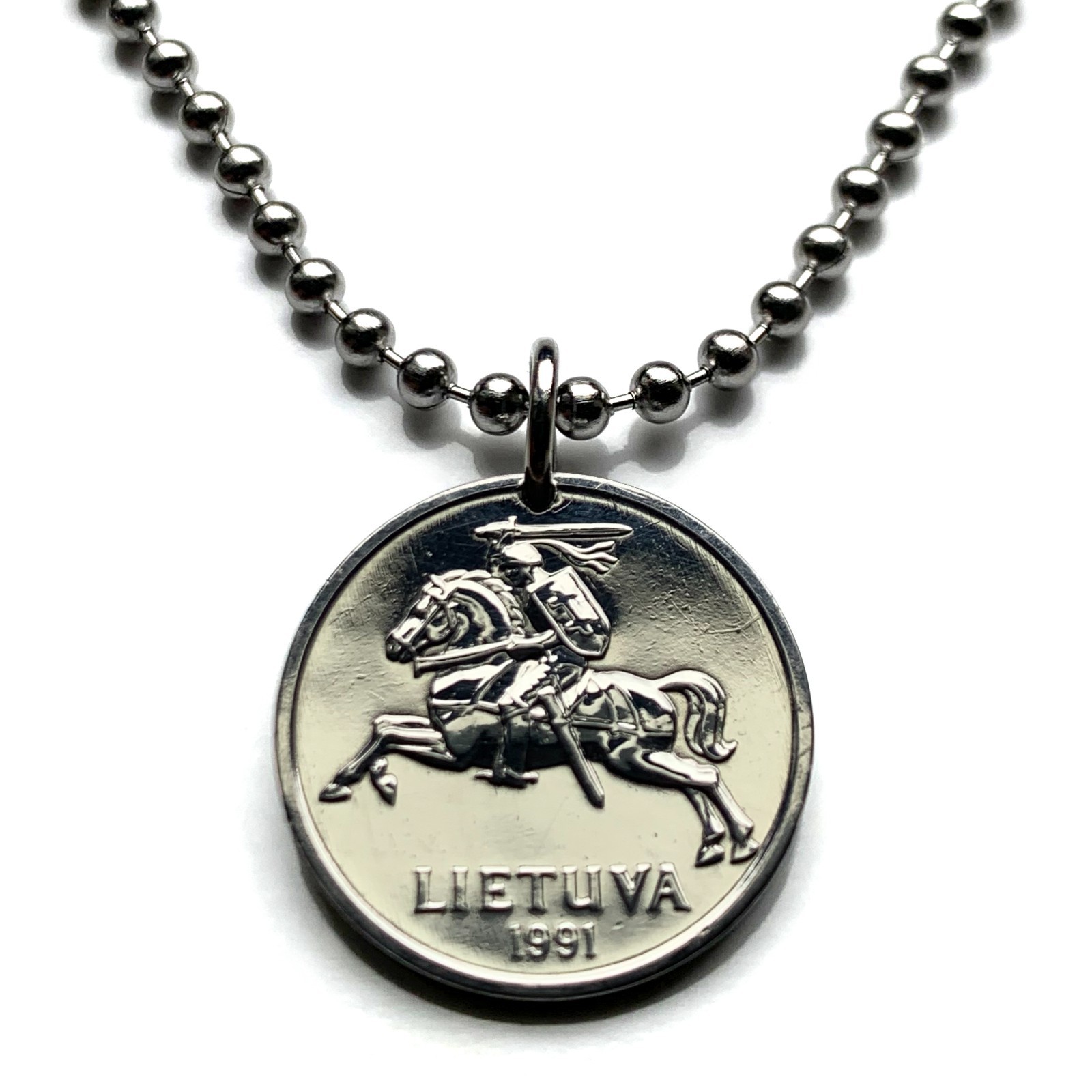 1991 Lithuania Lietuva Ct coin pendant Vytis horse armored knight Vilnius 002688