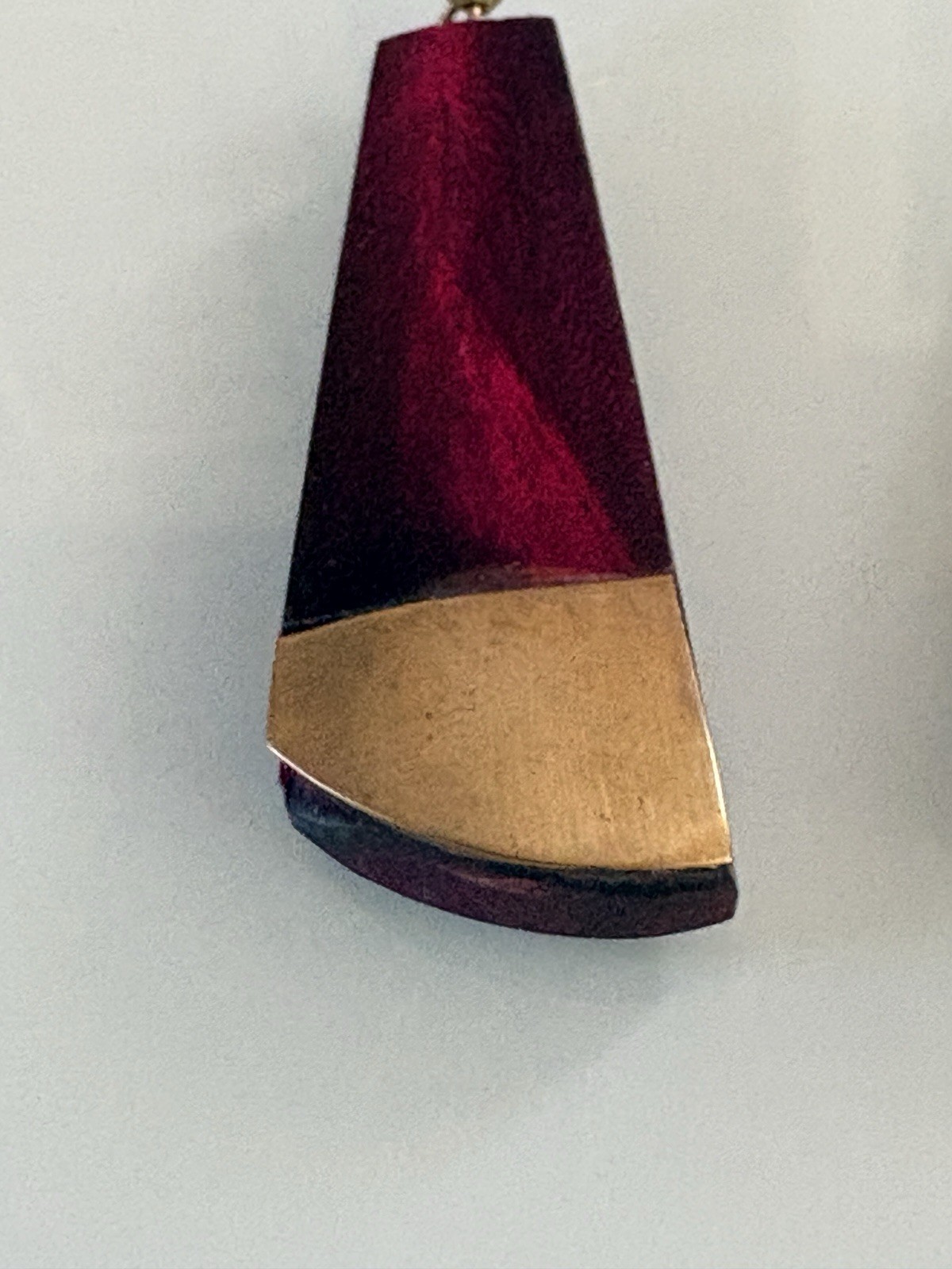 Egyptian Handmade Dark Red Earrings Brass Tips Long Design 2″