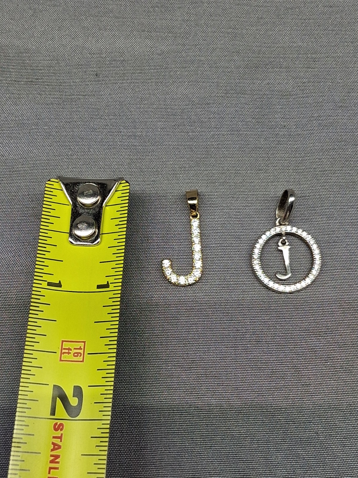 BSI 925 Sterling Silver Letter Iniital “J” W/Clear CZ’s Pendant Lot Of 2