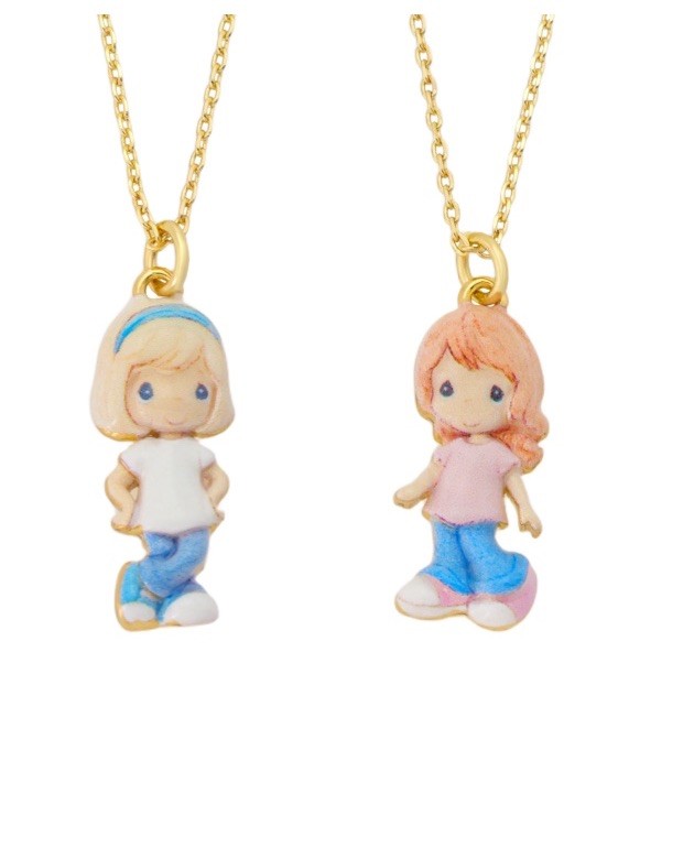 Precious Moments 14k Gold Flash Plated Best Friends Pendant Necklace Set