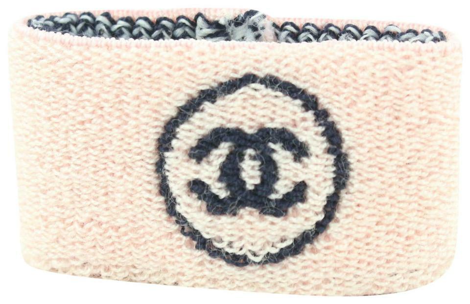 Chanel Pink x Black Gym Bracelet Sweatband Wrist Band 700cas621