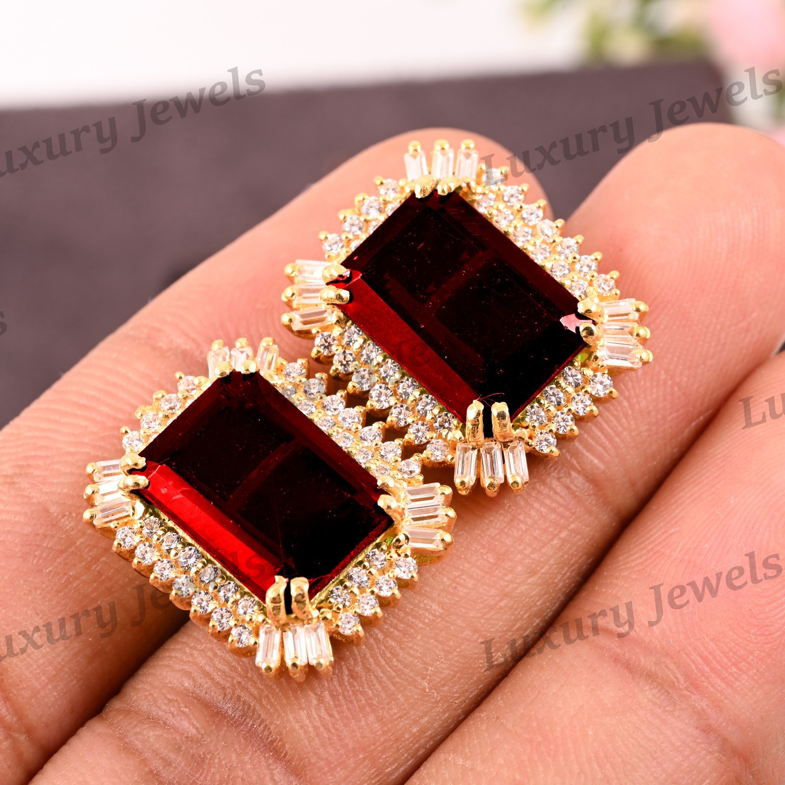 Genuine Red Garnet Silver Earrings Handmade January Birthstone Jewelry