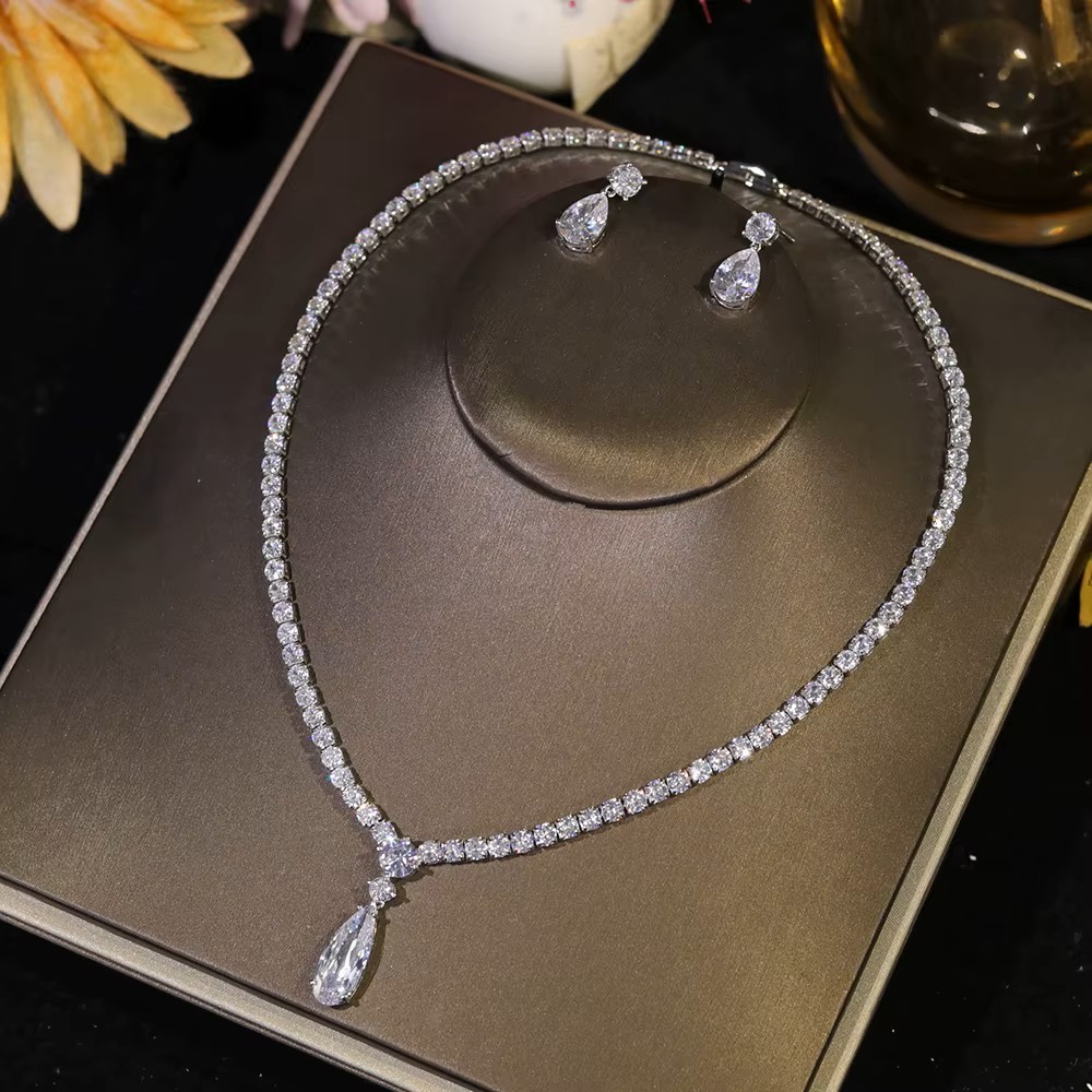 Simple 3A Zircon Drop Shape Women High Quality Party Bridal Wedding Jewelry