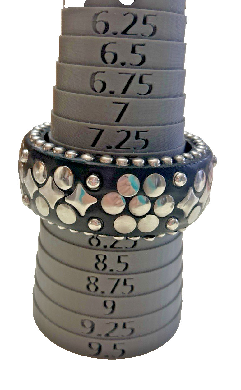 Antika Collection NWT 8” Black Wide Bangle Bracelet Silvertone Studs