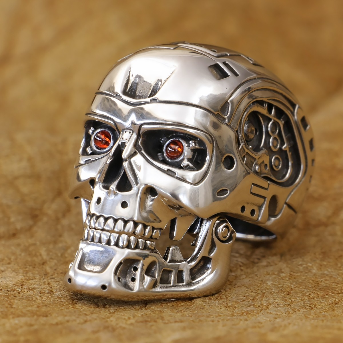 CZ Eyes 925 Sterling Silver Terminator Ring Mouth Openable TA518D US 7~16 LZ