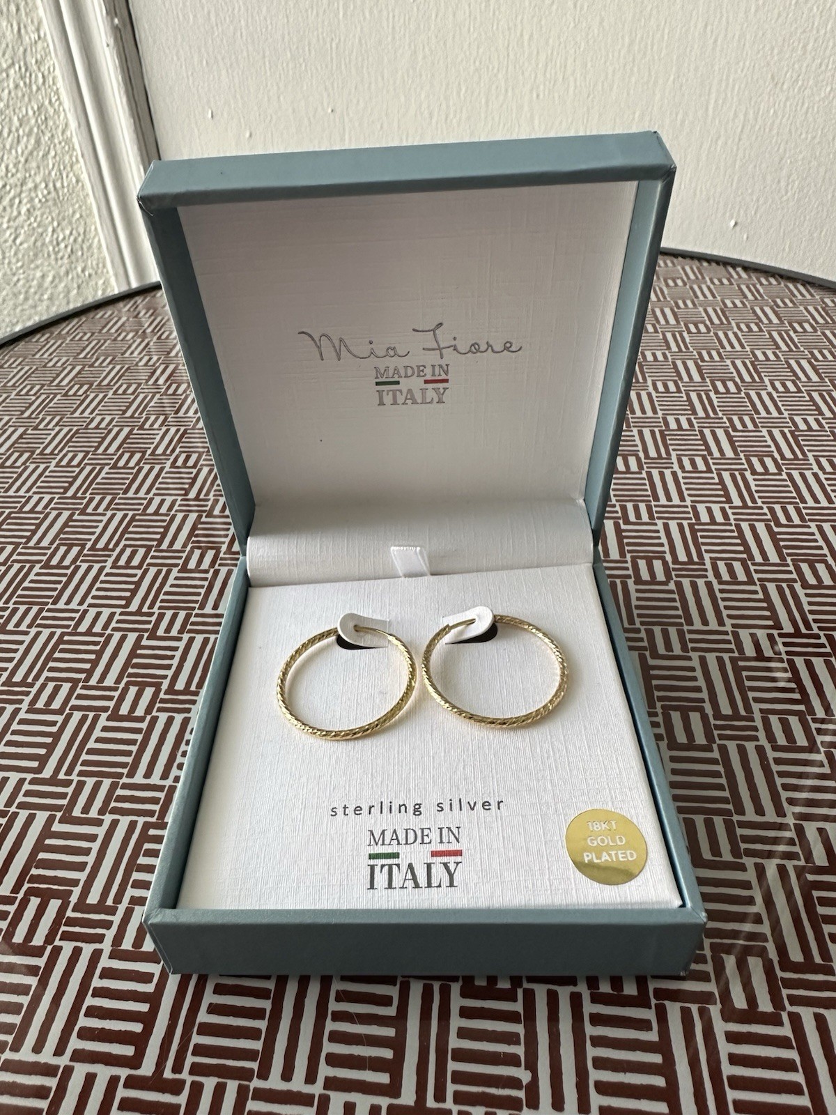 Earing 18 Kt Gold Plated Sterling Silver Made In Italy ￼￼