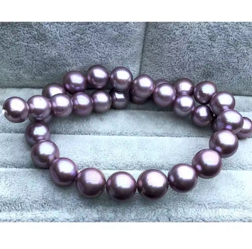 Gorgeous 12-15 mm 18” Natural Purple Pearl Necklace, High Luster, 925 SS
