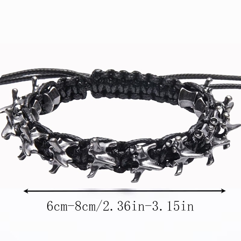 Men’s Braided Dragon Bone Spine Accessory Adjustable Punk Rock Bracelet w/ Alloy