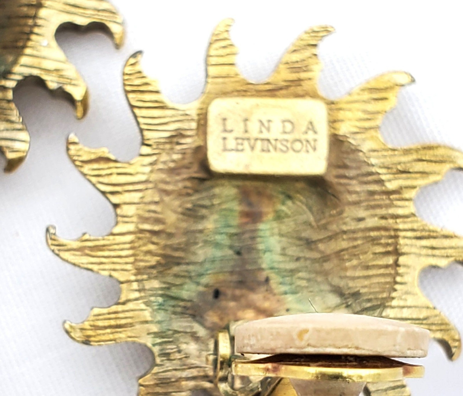 Vintage Linda Levinson Clip-on Sun Faux Pearl earrings Gold Garden Party Coll