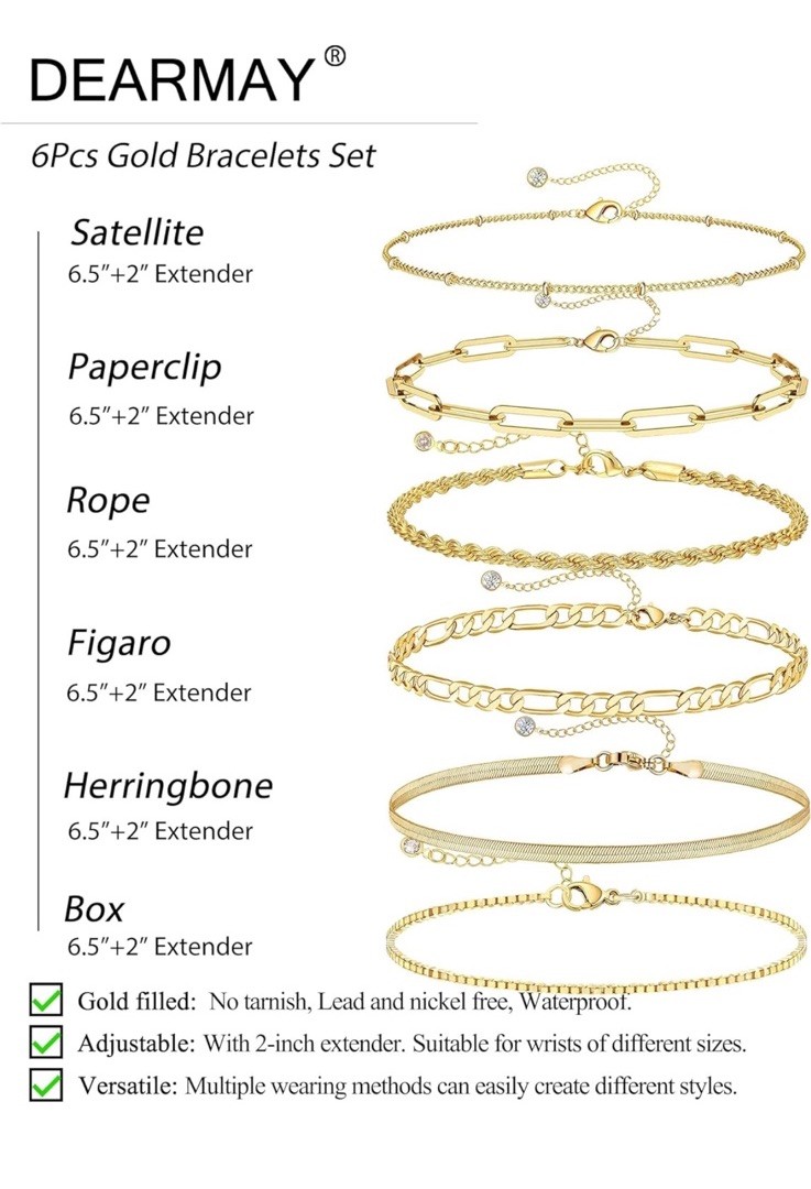 Gold Bracelets For Women Waterproof 14k Gold Plated Jewelry