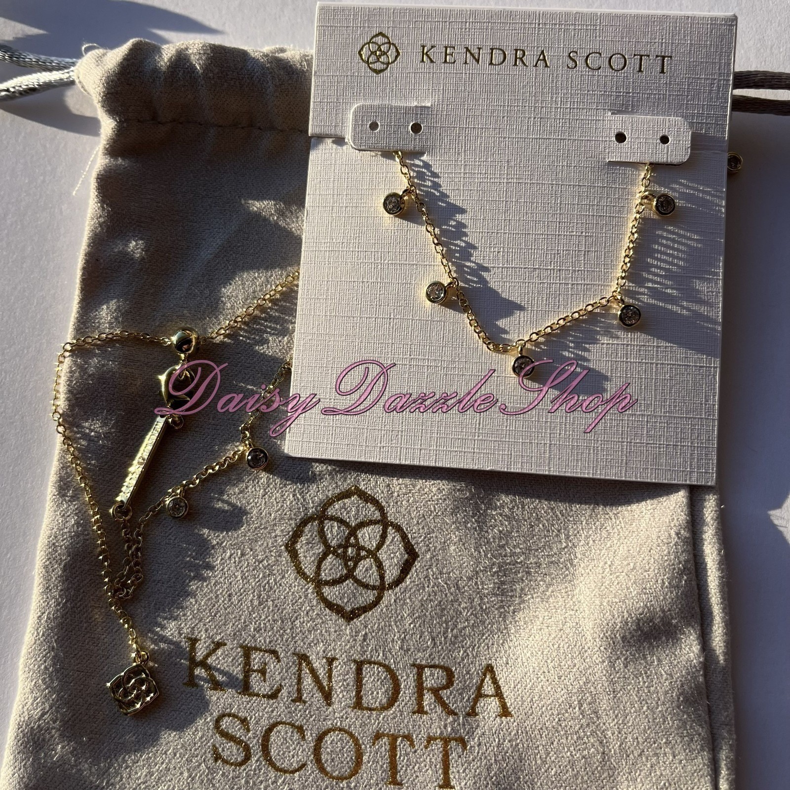 ✨Kendra Scott Amelia Crystal Chain Necklace Gold Multi Mix New $65 Pouch