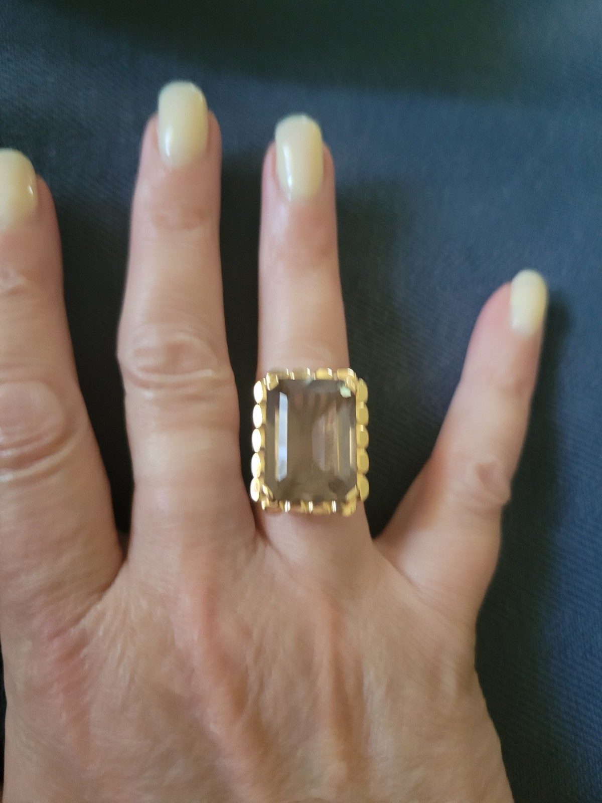 Estate Jewelry, 14k Gold Emerald Cut Smoky Quartz Ring