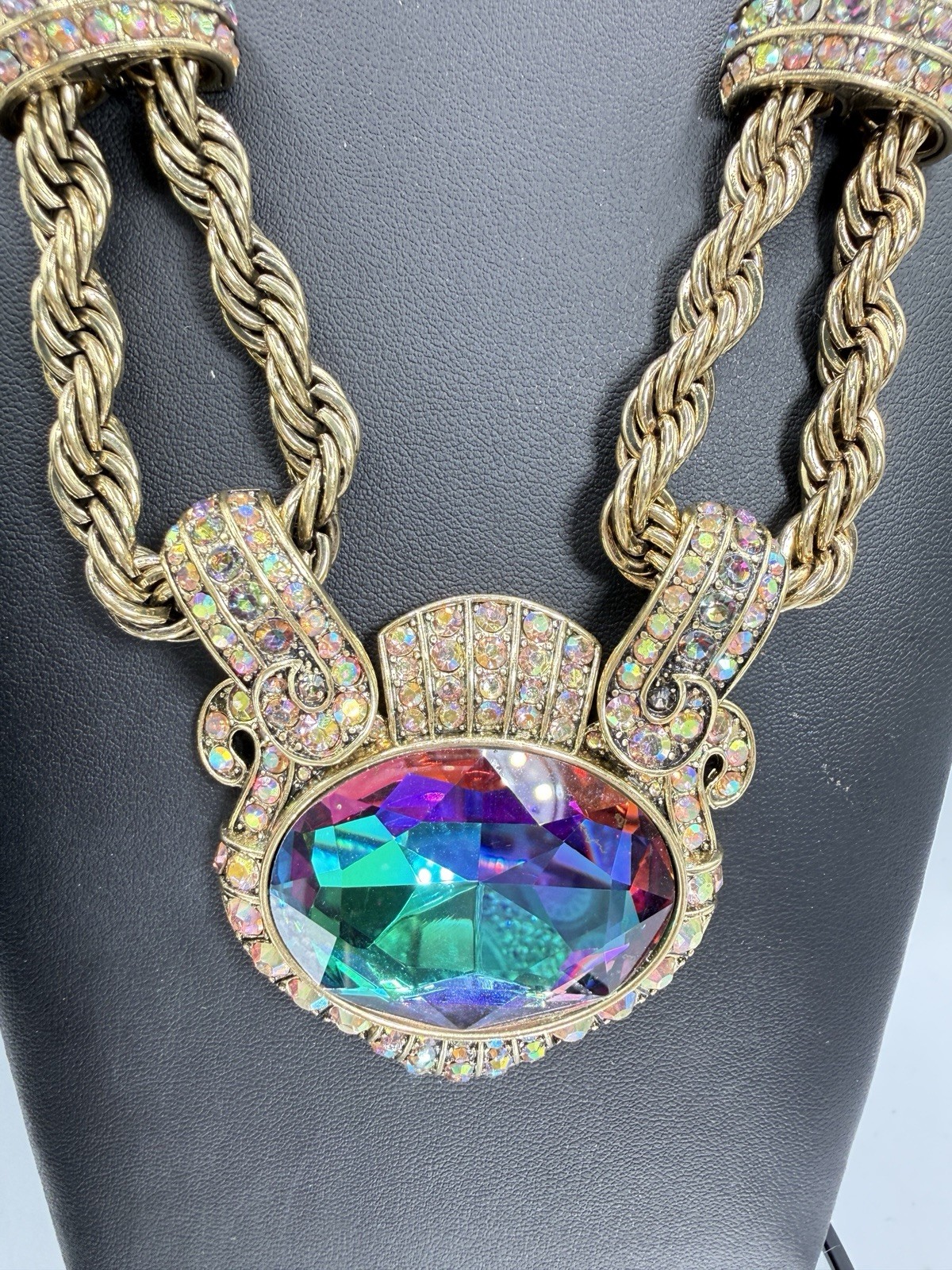 Heidi Daus Chain Of Events AURORA BOREALIS Necklace Bracelet Jewelry Set OF 2