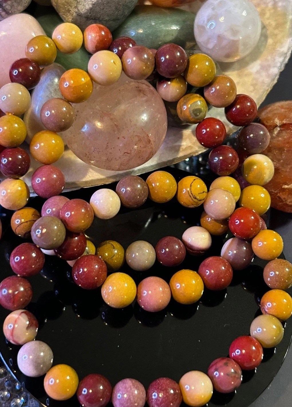MOOKAITE BEADED POLISHED NATURAL CRYSTAL STONE 8MM BRACELET 18.5 CM