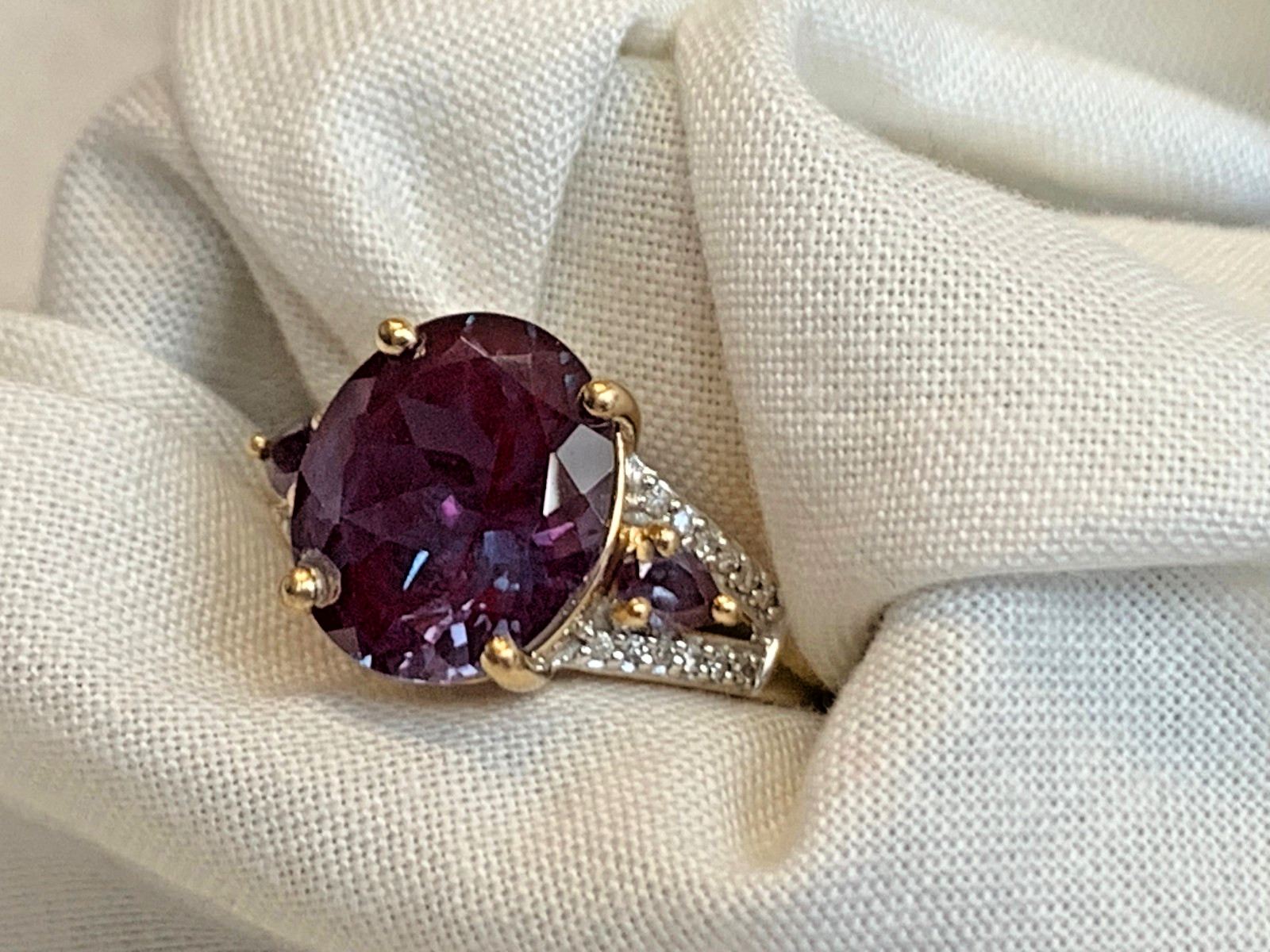 10K Yellow Gold Ring 4.62g Jewelry Size 7 Band Alexandrite Look Stone *READ*