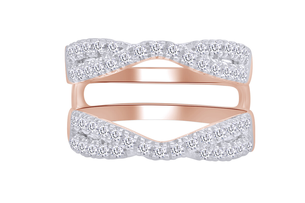 Simulated Twist Split Shank Solitaire Enhancer Ring Band 14K Gold Plated Silver