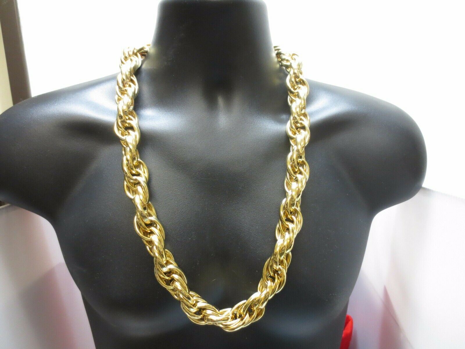 16MM 18KT YELLOW GOLD PLATED 26 INCH RUN DMC BLING ROPE CHAIN