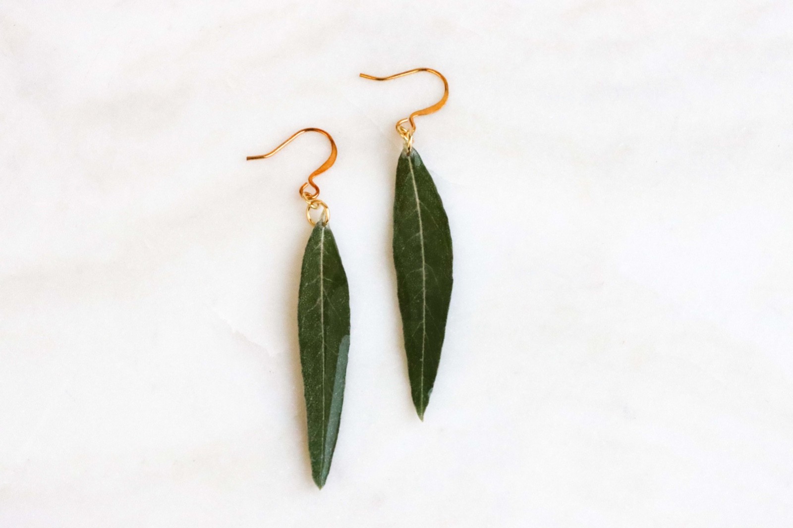 Olive Leaf Earrings, Real Green Leaves Drop Earrings, Nature Inspired Jewelry