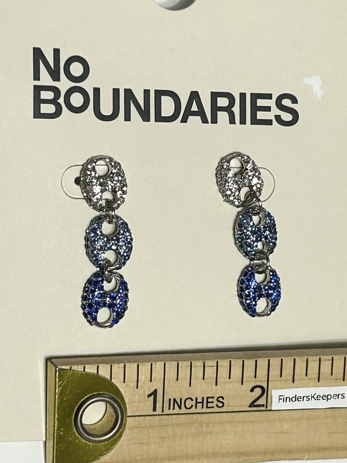 No Boundaries Hypoallergenic Dangle Drop Earrings Silver Blue Metal Push Back