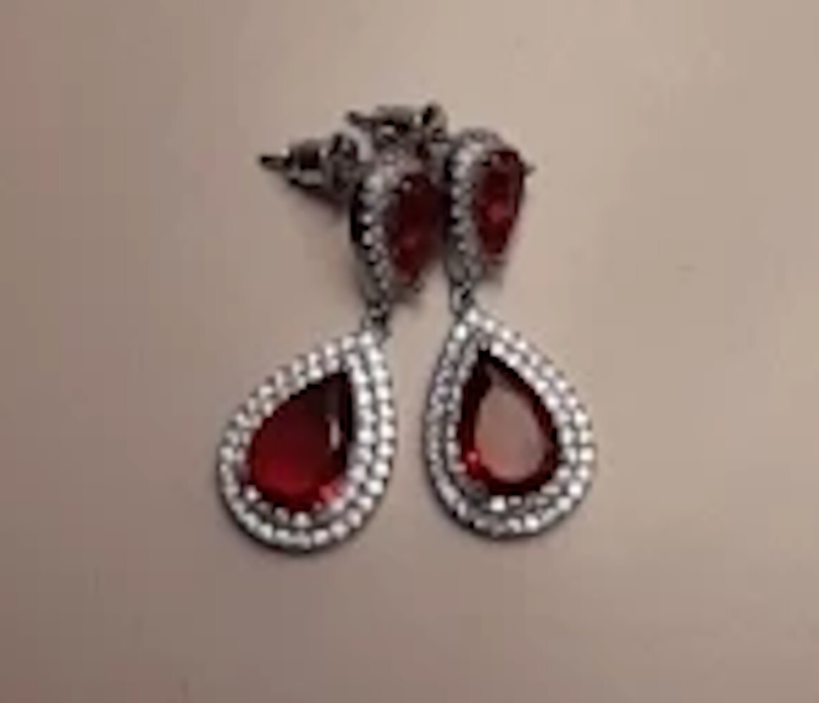 AAA Cubic Zirconia Luxury Red Drop Sparkling Hanging Earrings Wedding Jewelry