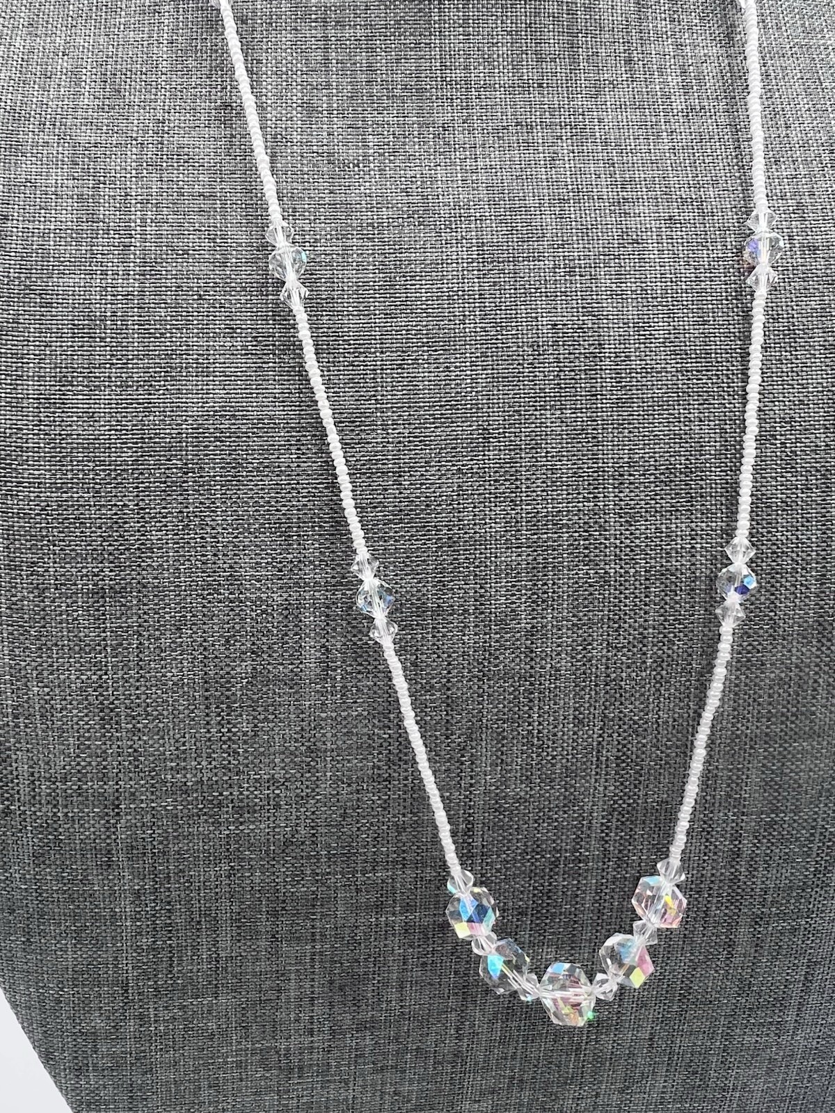 Michelle Marie Boutique Necklace Aurora Borealis Crystals 15” Vintage