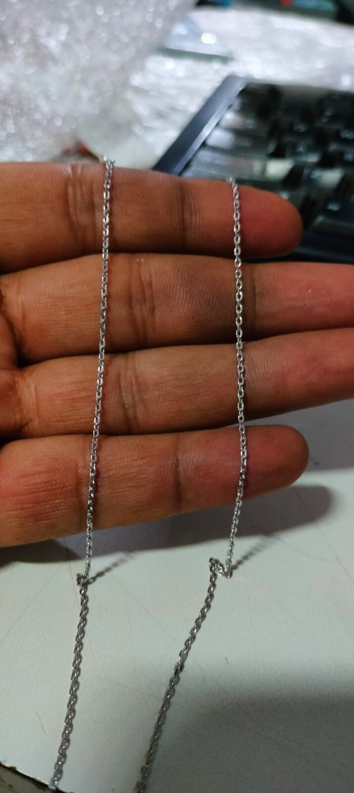 925 Sterling Silver 14K White Gold Plated 18 inch Cable Chain Gift Free Shipping