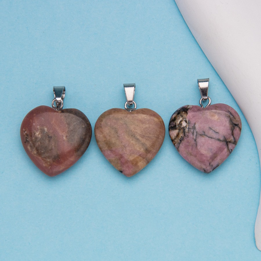 20Pcs Natural Stone Heart-Shaped Crystal Pendants for DIY Jewelry Accessories