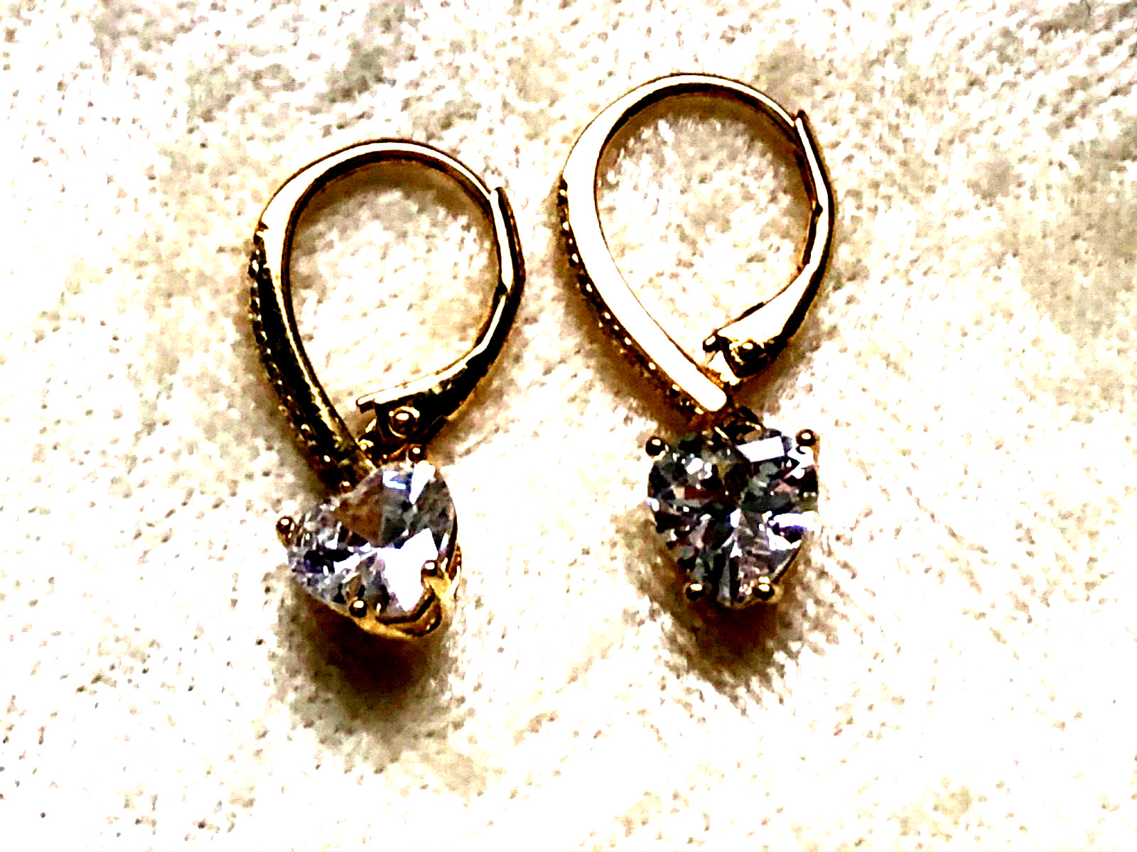 DIAMONIQUE CZ CLASSIC LEVERBACK DROP EARRINGS SS OR 14K GOLD PLTD (M4638-52)