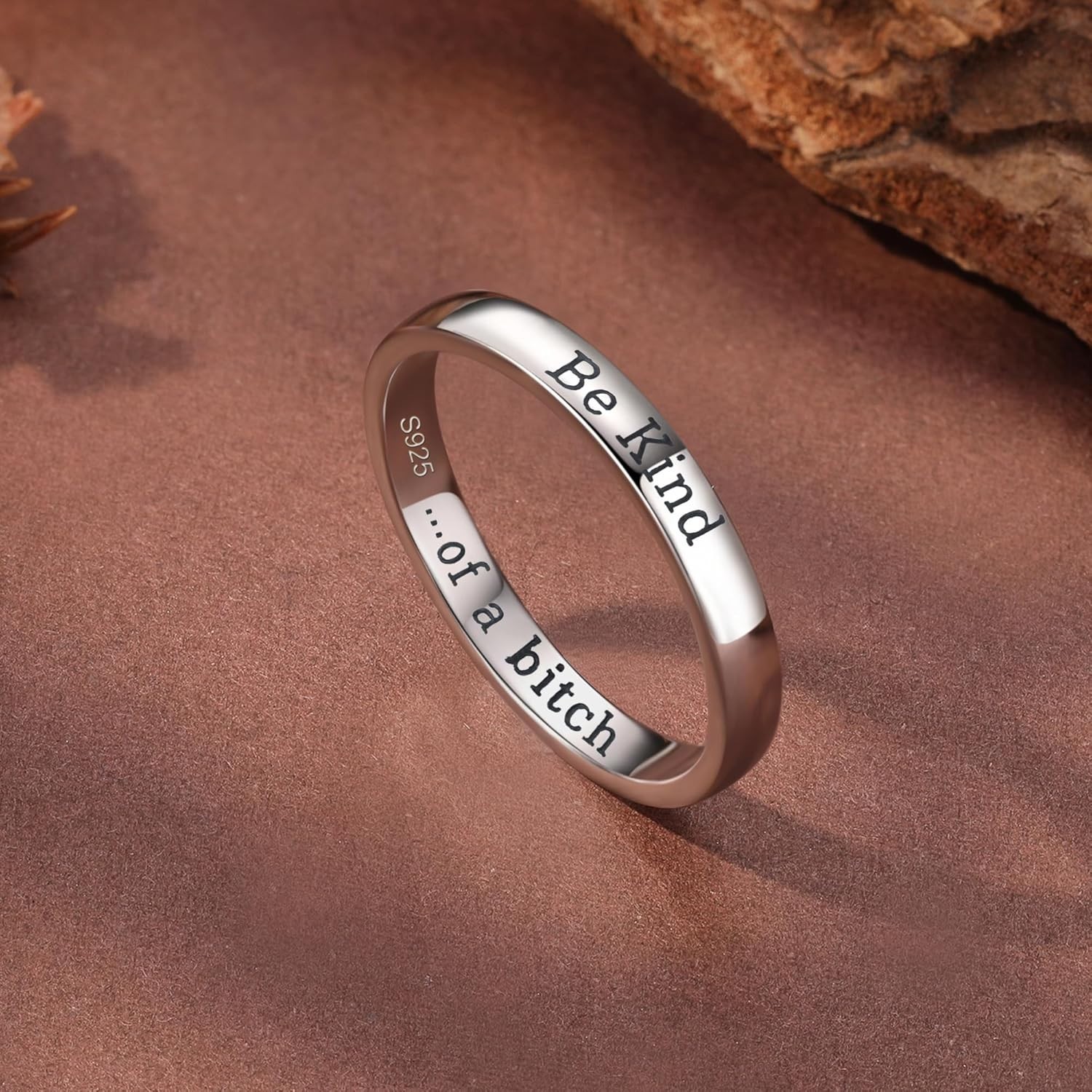 Cheeky Engraved Silver Ring 925 – Be Kind Of A Bitch as a Motivational Reminder