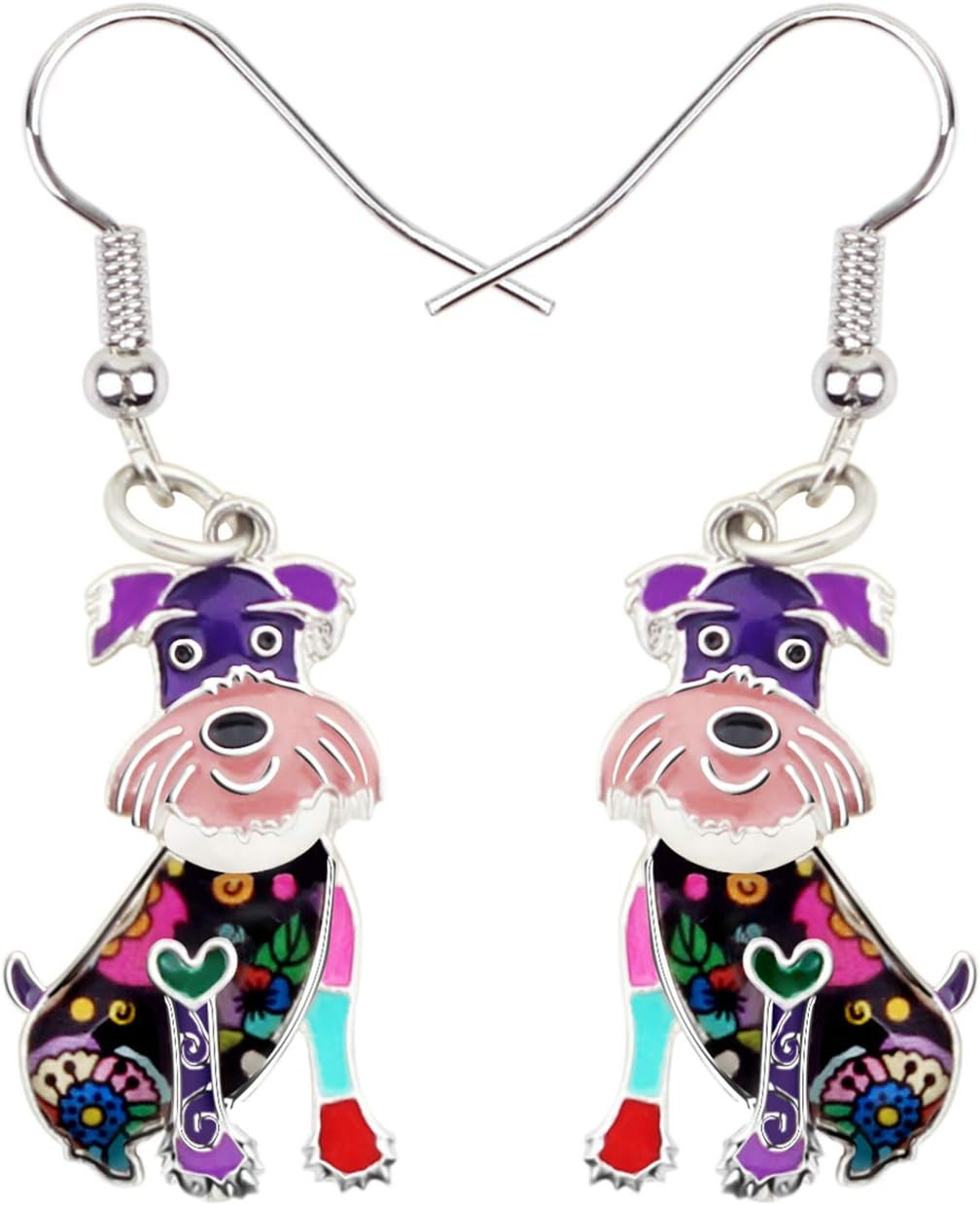 Enamel Alloy Smile Schnauzer Dog Pets Earrings for Women Jewelry Novelty Funny C