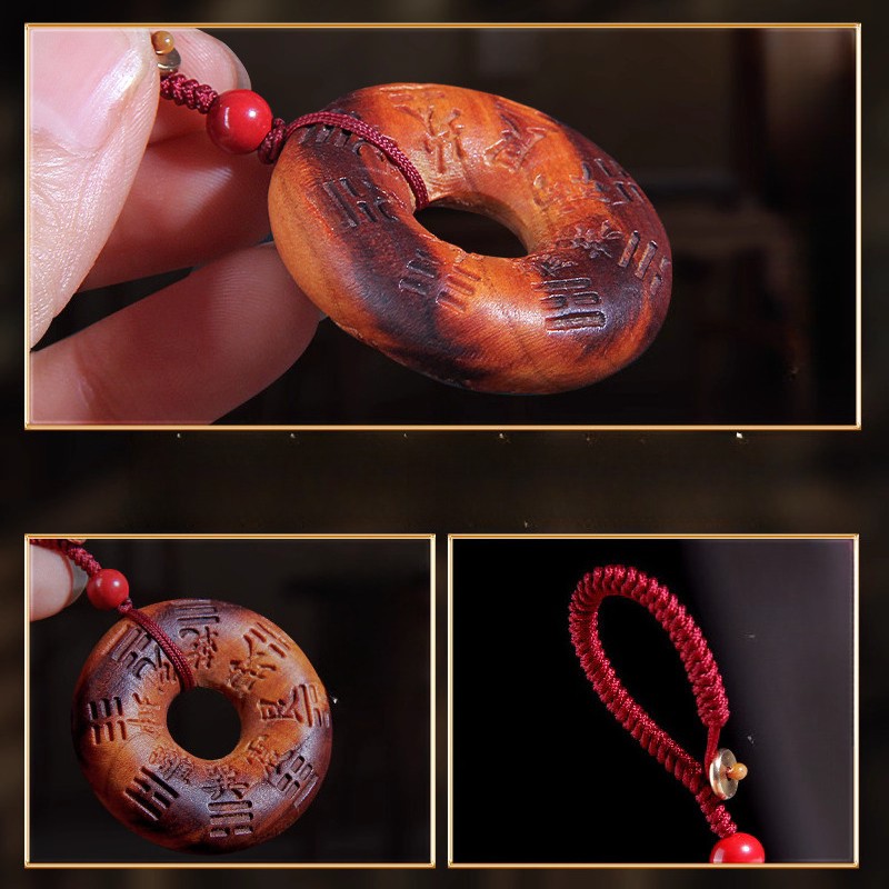 4cm Lightning-struck Peach Wood Gossip Necklace Pendant Keychain Chinese Retro