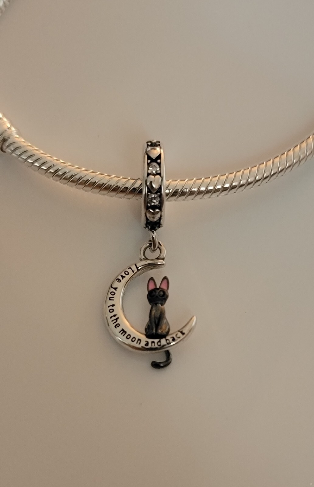 🔅L’AMOUR 925 Sterling Silver “I Love You to the Moon and Back” Cat Charm
