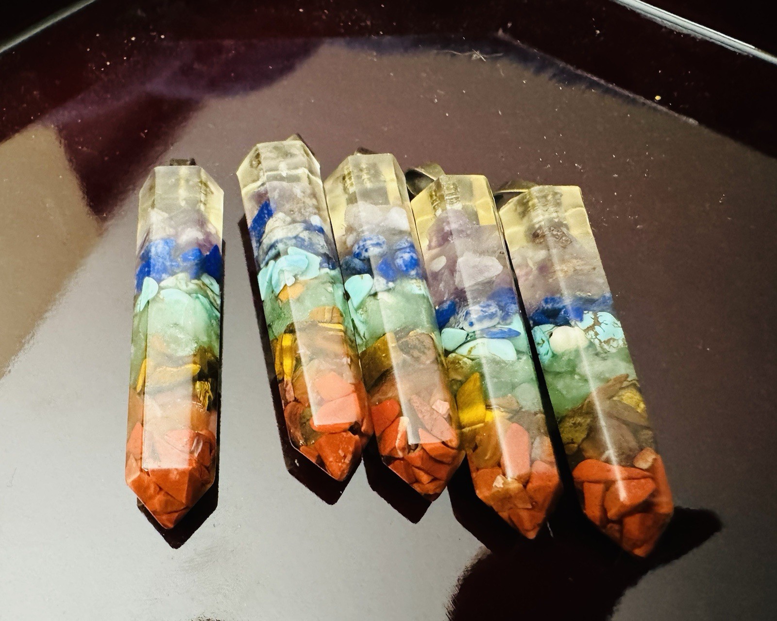 5 X 7 Chakra Natural Stone Crystal Quartz Point Healing Reiki Pendant Lot
