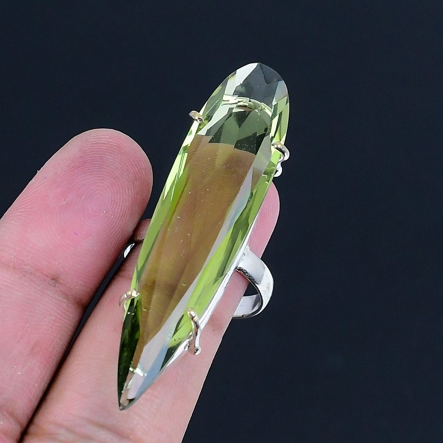 Tsavorite 925 Silver Plated Handmade Ring of US Size 9