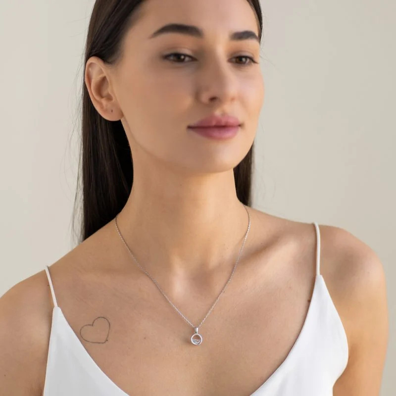 925 Sterling Silver Pendant Necklace White CZ Horizon Bar Minimalist Women