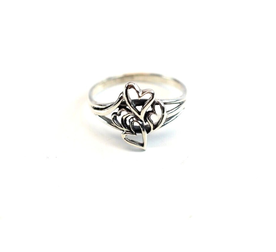 925 Sterling Silver Ring Four Hearts Love Sizes 6, 6.5, 7, 7.5 ,8, 8.5, 9, 9.5