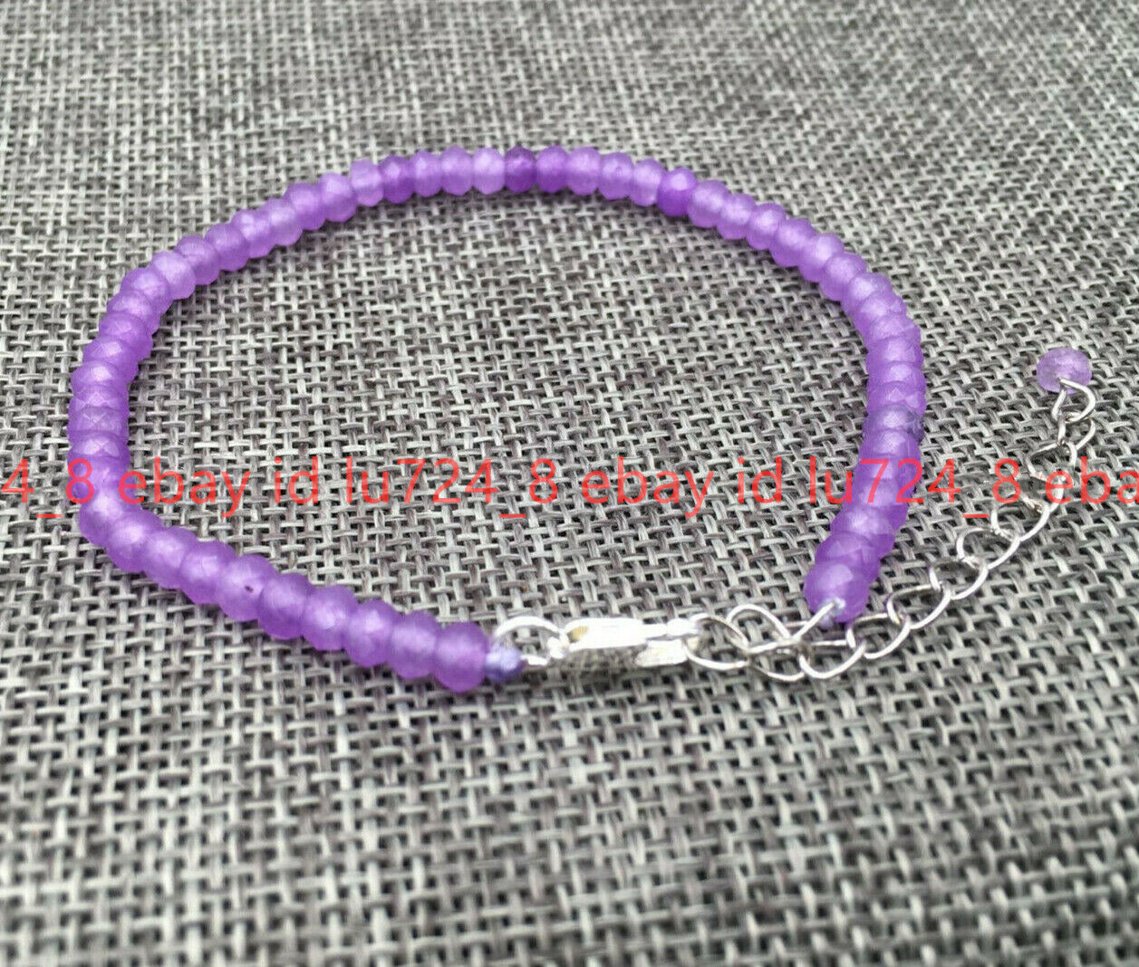 Genuine Natural 2x4mm Faceted Purple Alexandrite Gemstone Beads Bracelet 7.5″